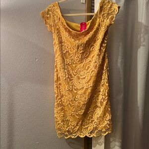 Elegant Yellow Lace Dress